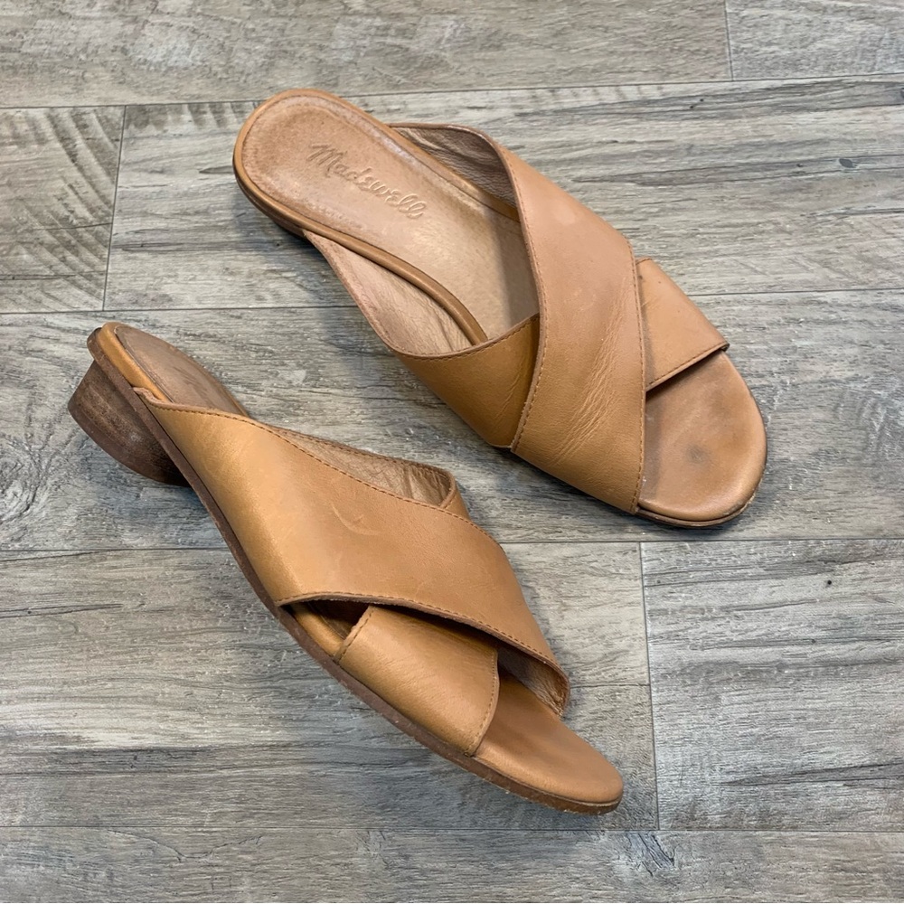 Madewell Ruthie Leather Criss Cross Slip On Mules - Picture 9 of 13